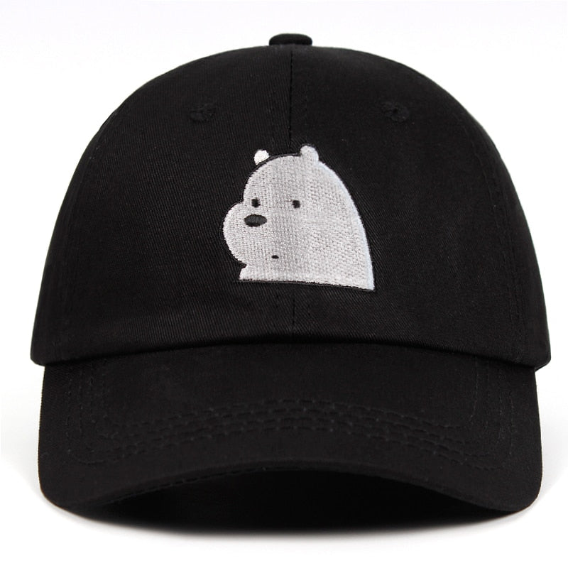 100% Cotton Ice Bear Grizzly Panda Embroidery We Bare Bears Dad Hat