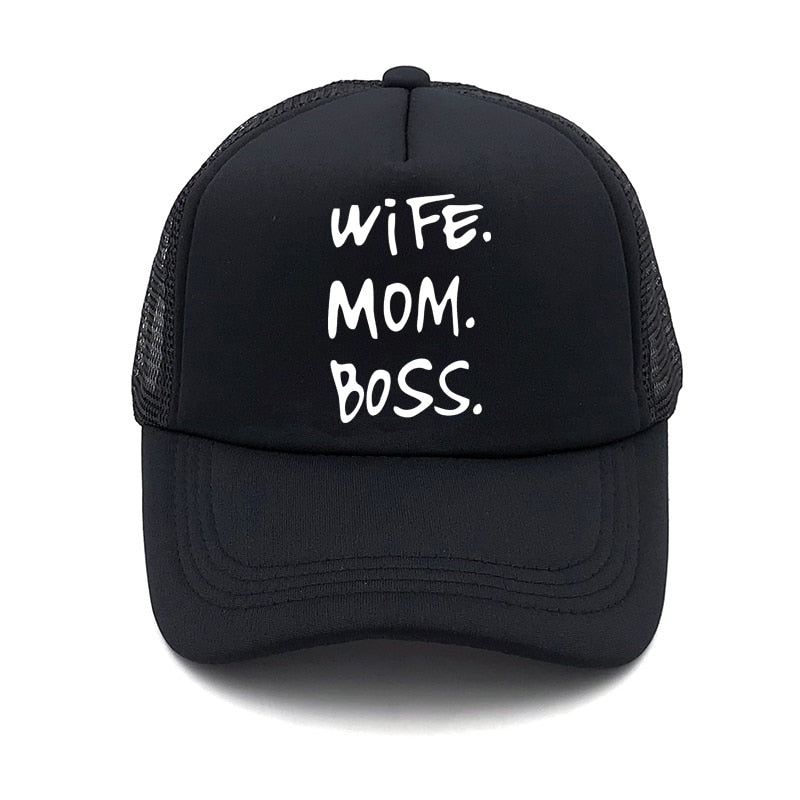 Spring New WIFE MOM BOSS Letters Print Solid Color Simple Baseball Net Hat