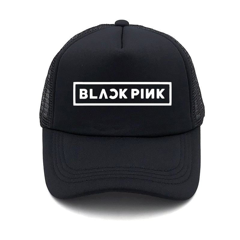 Spring new BLACK PINK Letters Print solid color simple baseball net cap