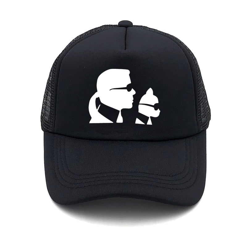 Karl and his cat print cap